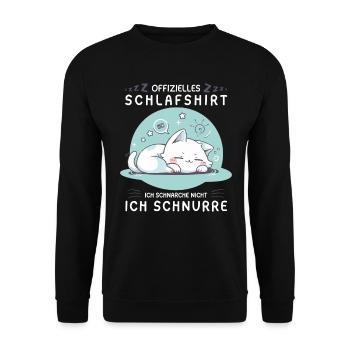 Offizielles Schlafshirt personalisiert mit Katze - Unisex Pullover - Schwarz - Vorne - Alina (178cm) & Michal (187cm)