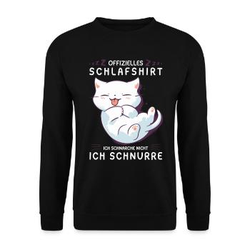 Offizielles Schlafshirt personalisiert mit Katze - Unisex Pullover - Schwarz - Vorne - Alina (178cm) & Michal (187cm)