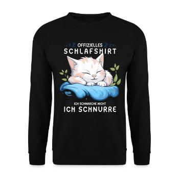 Offizielles Schlafshirt personalisiert mit Katze - Unisex Pullover - Schwarz - Vorne - Alina (178cm) & Michal (187cm)