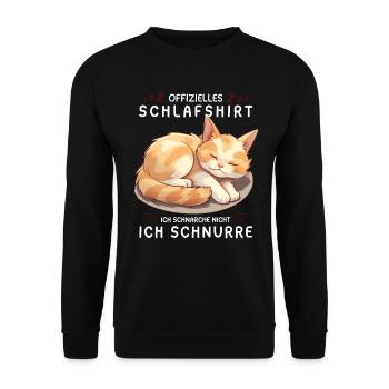 Offizielles Schlafshirt personalisiert mit Katze - Unisex Pullover - Schwarz - Vorne - Alina (178cm) & Michal (187cm)