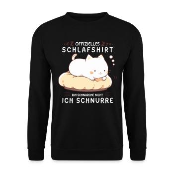 Offizielles Schlafshirt personalisiert mit Katze - Unisex Pullover - Schwarz - Vorne - Alina (178cm) & Michal (187cm)