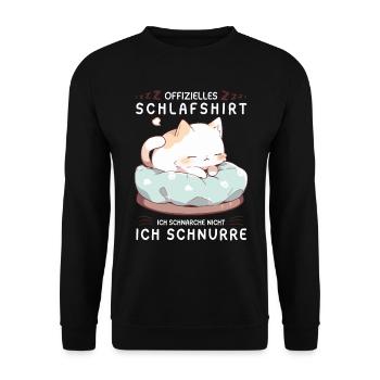 Offizielles Schlafshirt personalisiert mit Katze - Unisex Pullover - Schwarz - Vorne - Alina (178cm) & Michal (187cm)