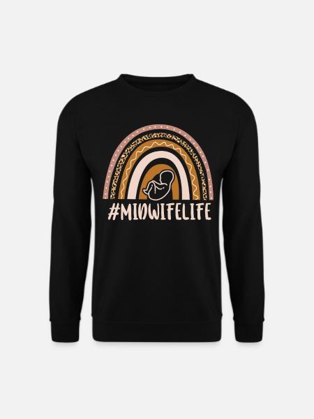 Nurse Midwife Birth Worker Rainbow - Unisex Pullover - Schwarz