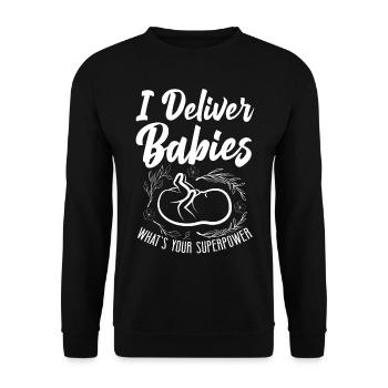 Infirmière spécialisée dans le travail et l’accouchement - Sweat-shirt Unisexe - noir - Devant - Alina (178cm) & Michal (187cm)