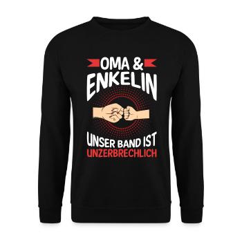 Oma Großmutter und Enkelin - Unisex Pullover - Schwarz - Vorne - Alina (178cm) & Michal (187cm)