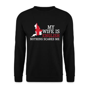 Nothing Scares Me My Wife Is English Husband - Unisex Sweatshirt - black - Front - Alina (178cm) & Michal (187cm)
