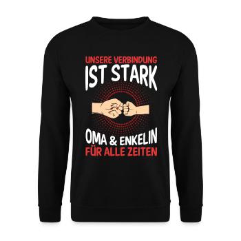 Oma Großmutter und Enkelin - Unisex Pullover - Schwarz - Vorne - Alina (178cm) & Michal (187cm)