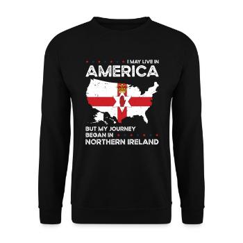 Né à Irlande du Nord, Irlande du Nord, Américain, États-Unis - Sweat-shirt Unisexe - noir - Devant - Alina (178cm) & Michal (187cm)