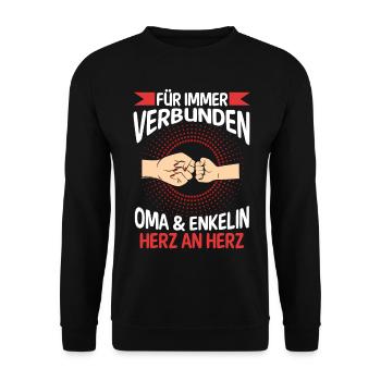 Oma Großmutter und Enkelin - Unisex Pullover - Schwarz - Vorne - Alina (178cm) & Michal (187cm)