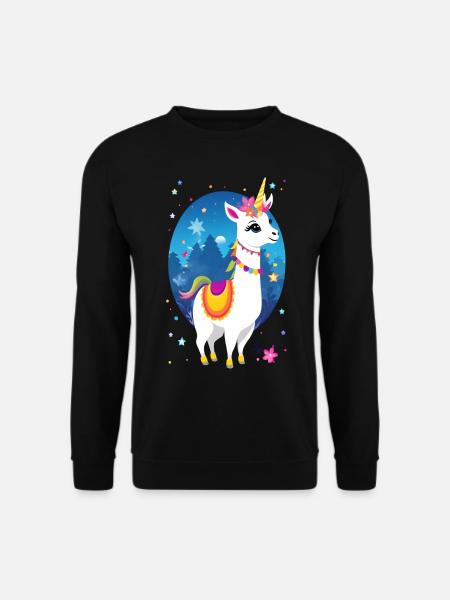 Lama Einhorn - Unisex Pullover - Schwarz