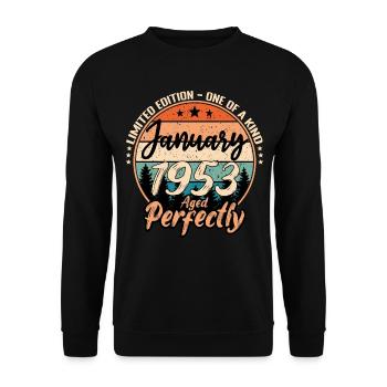 January 1953 Birthday 1953 Legends January - Unisex Sweatshirt - black - Front - Alina (178cm) & Michal (187cm)