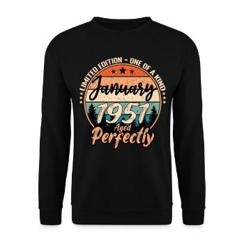 January 1951 Birthday 1951 Legends January - Unisex Sweatshirt - black - Front - Alina (178cm) & Michal (187cm)