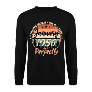 January 1956 Birthday 1956 Legends January - Unisex Sweatshirt - black - Front - Alina (178cm) & Michal (187cm)