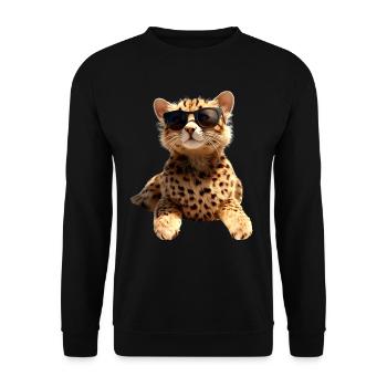 Cheetah Sunglasses Cheetah Cats Cute Cheetah - Unisex Sweatshirt - black - Front - Alina (178cm) & Michal (187cm)