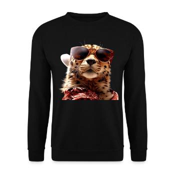 Cheetah Sunglasses Cheetah Cats Cute Cheetah - Unisex Sweatshirt - black - Front - Alina (178cm) & Michal (187cm)
