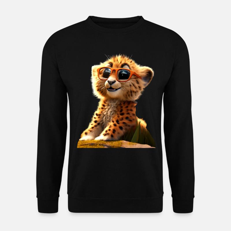 Gepard Sonnenbrille Cheetah Katzen Süße Geparden - Unisex Pullover - Schwarz