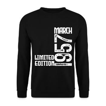 March 1957 Anniversary Gift. March 1957. March - Unisex Sweatshirt - black - Front - Alina (178cm) & Michal (187cm)