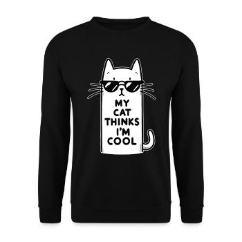 Chat Chat Maman Chat Papa Chat Propriétaire Cool - Sweat-shirt Unisexe - noir - Devant - Alina (178cm) & Michal (187cm)