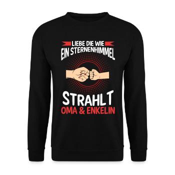 Oma Großmutter und Enkelin - Unisex Pullover - Schwarz - Vorne - Alina (178cm) & Michal (187cm)
