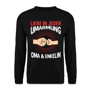 Oma Großmutter und Enkelin - Unisex Pullover - Schwarz - Vorne - Alina (178cm) & Michal (187cm)