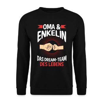 Oma Großmutter und Enkelin - Unisex Pullover - Schwarz - Vorne - Alina (178cm) & Michal (187cm)