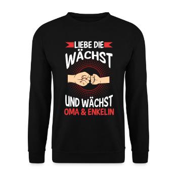 Oma Großmutter und Enkelin - Unisex Pullover - Schwarz - Vorne - Alina (178cm) & Michal (187cm)