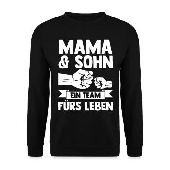 Mutter Muttertag Mama und Sohn - Unisex Pullover - Schwarz - Vorne - Alina (178cm) & Michal (187cm)