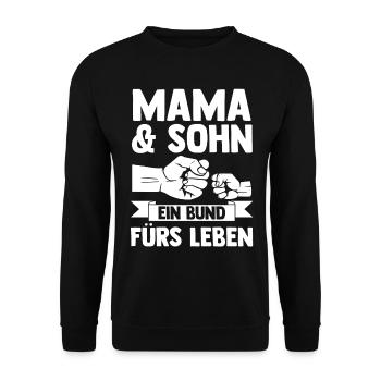 Mutter Muttertag Mama und Sohn - Unisex Pullover - Schwarz - Vorne - Alina (178cm) & Michal (187cm)