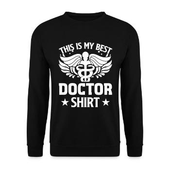 This Is My Best Doctor Shirt - Funny Doctor - Unisex Pullover - Schwarz - Vorne - Alina (178cm) & Michal (187cm)