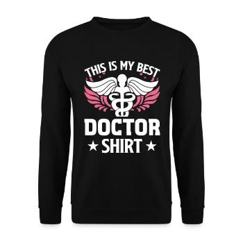 This Is My Best Doctor Shirt - Medical Humor - Unisex Pullover - Schwarz - Vorne - Alina (178cm) & Michal (187cm)