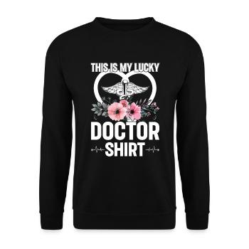 This Is My Lucky Doctor Shirt Doctor Emergency Doc - Unisex Sweatshirt - black - Front - Alina (178cm) & Michal (187cm)