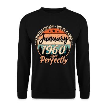 Janvier 1960 anniversaire 1960 légendes Janvier - Sweat-shirt Unisexe - noir - Devant - Alina (178cm) & Michal (187cm)