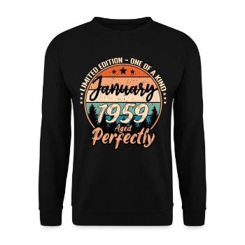Januar 1959 Geburtstag 1959 Legenden Januar - Unisex Pullover - Schwarz - Vorne - Alina (178cm) & Michal (187cm)