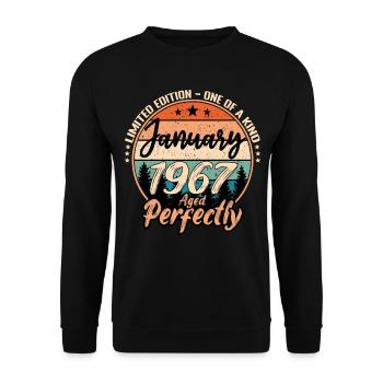 Janvier 1967 anniversaire 1967 légendes Janvier - Sweat-shirt Unisexe - noir - Devant - Alina (178cm) & Michal (187cm)