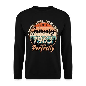 Janvier 1963 anniversaire 1963 légendes Janvier - Sweat-shirt Unisexe - noir - Devant - Alina (178cm) & Michal (187cm)