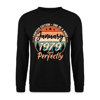 Janvier 1979 anniversaire 1979 légendes Janvier - Sweat-shirt Unisexe - noir - Devant - Alina (178cm) & Michal (187cm)