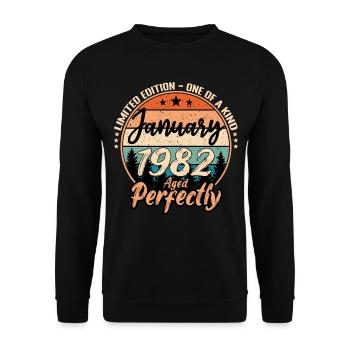 Janvier 1982 anniversaire 1982 légendes Janvier - Sweat-shirt Unisexe - noir - Devant - Alina (178cm) & Michal (187cm)