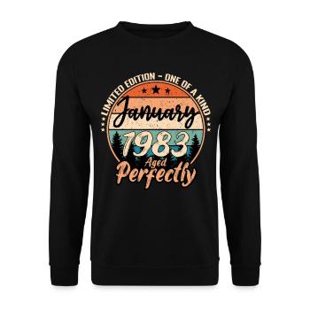 Janvier 1983 anniversaire 1983 légendes Janvier - Sweat-shirt Unisexe - noir - Devant - Alina (178cm) & Michal (187cm)