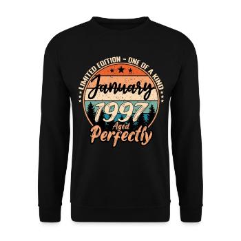 Janvier 1997 anniversaire 1997 légendes Janvier - Sweat-shirt Unisexe - noir - Devant - Alina (178cm) & Michal (187cm)