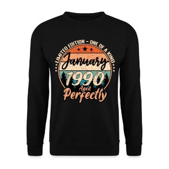 Janvier 1990 anniversaire 1990 légendes Janvier - Sweat-shirt Unisexe - noir - Devant - Alina (178cm) & Michal (187cm)