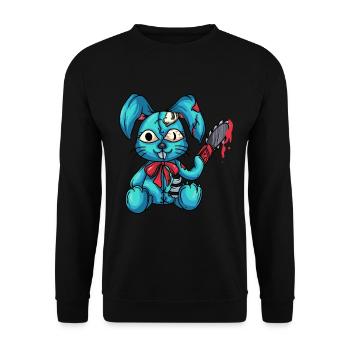 Hasen Dämon Gothic Kawaii - Unisex Pullover - Schwarz - Vorne - Alina (178cm) & Michal (187cm)