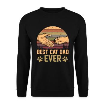 Meilleur Chat Papa Jamais Rétro Vintage Cadeau Femmes Hommes - Sweat-shirt Unisexe - noir - Devant - Alina (178cm) & Michal (187cm)
