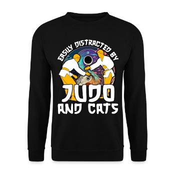 Easily distracted by Judo and Cats - Unisex Sweatshirt - black - Front - Alina (178cm) & Michal (187cm)