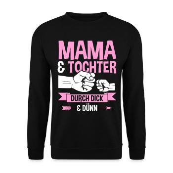 Mutter Muttertag Mama und Tochter - Unisex Pullover - Schwarz - Vorne - Alina (178cm) & Michal (187cm)