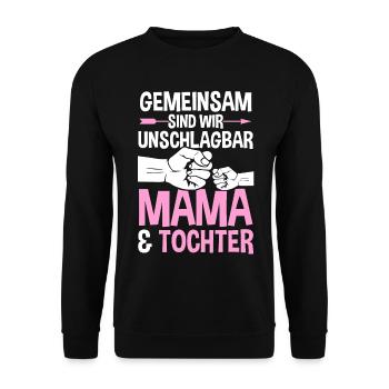Mutter Muttertag Mama und Tochter - Unisex Pullover - Schwarz - Vorne - Alina (178cm) & Michal (187cm)