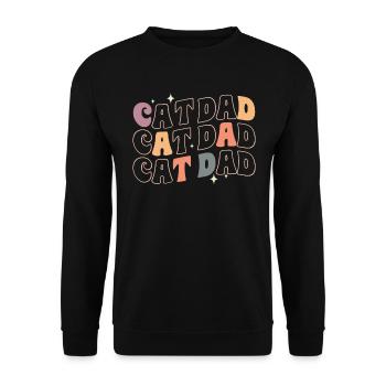 Cat Dad - Lustige Katzen Papa Retro Style - Unisex Pullover - Schwarz - Vorne - Alina (178cm) & Michal (187cm)