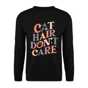 Cat Hair don't care - Lustige Katzen Mama Retro - Unisex Pullover - Schwarz - Vorne - Alina (178cm) & Michal (187cm)