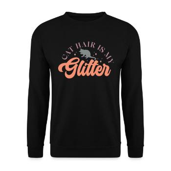 Cat Hair is my Glitter - Funny Cat Mom Retro - Unisex Sweatshirt - black - Front - Alina (178cm) & Michal (187cm)