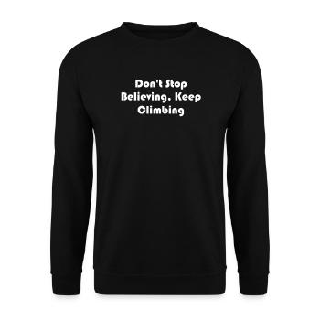 Wandern - Don't Stop Believing, Keep Climbing - Unisex Pullover - Schwarz - Vorne - Alina (178cm) & Michal (187cm)