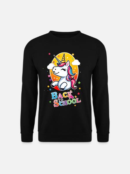 Unicorn Einhorn zurück zur Schule - Unisex Pullover - Schwarz